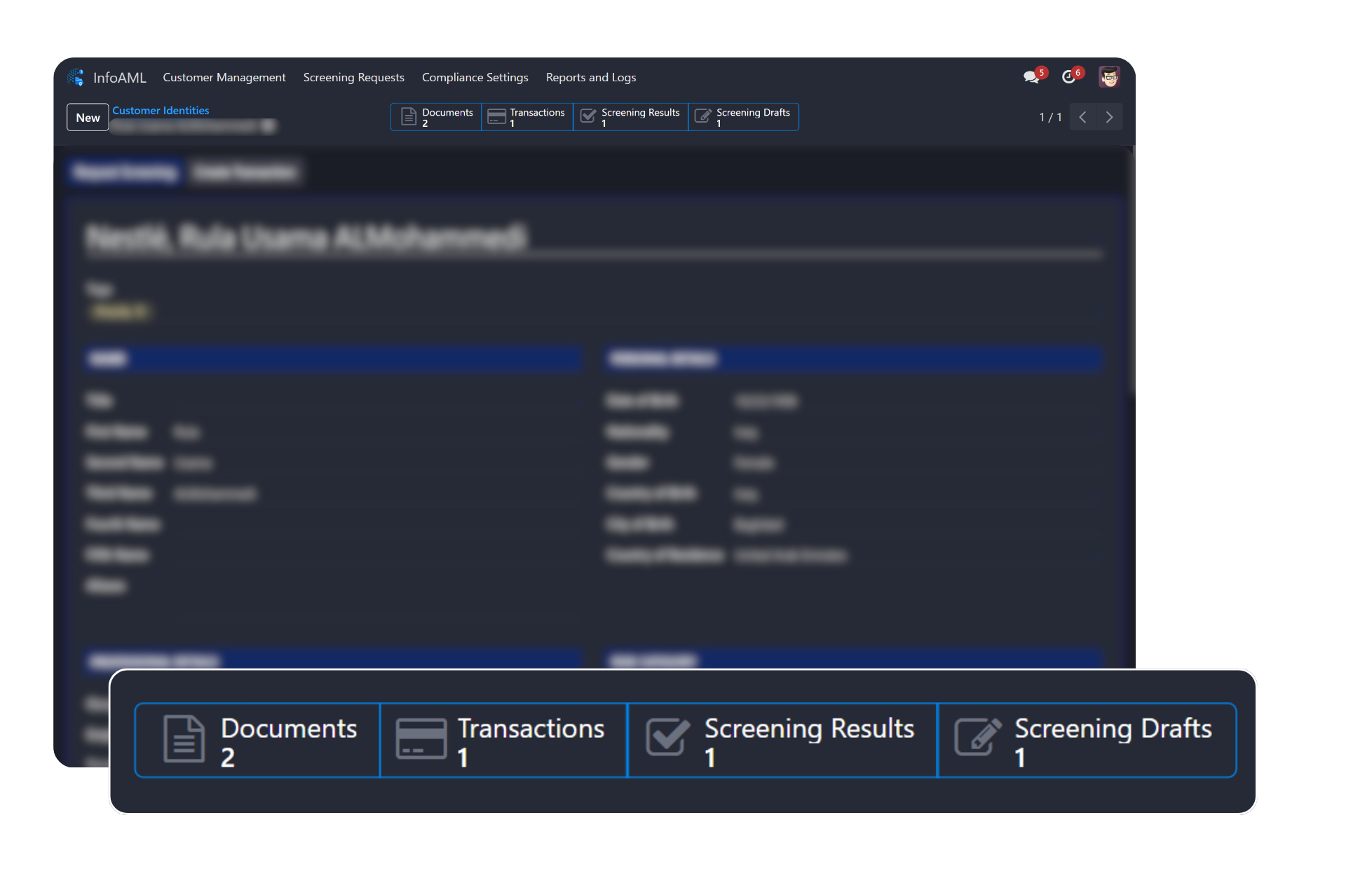 InfoAML Software showcasing document management feature