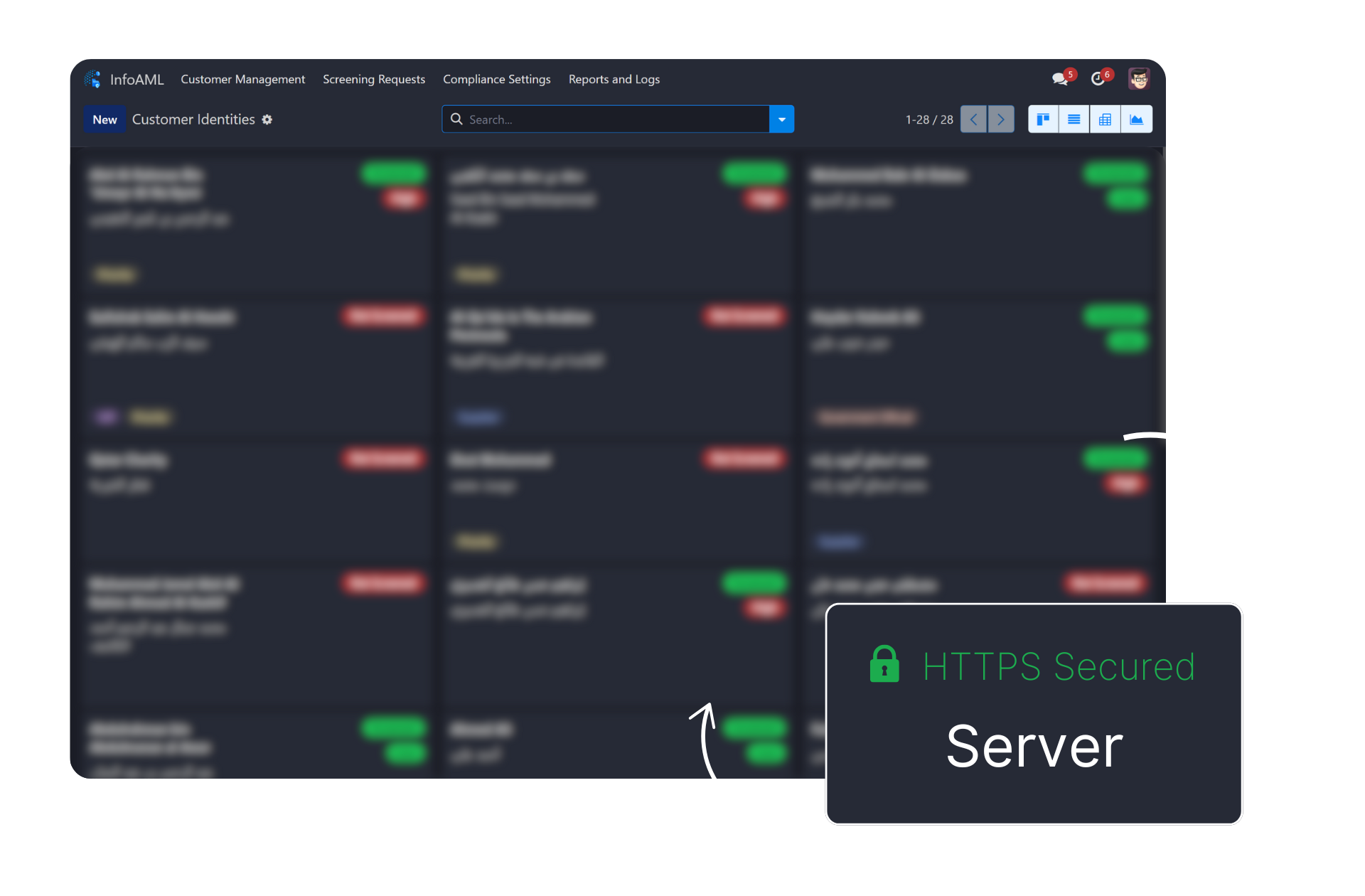 InfoAML Software showcasing data privacy feature